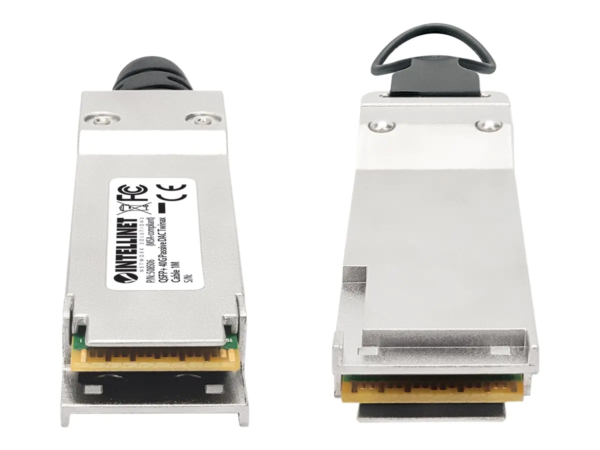 Intellinet - 40GBase Direktanschlusskabel - QSFP+ (M) zu QSFP+ (M) - 1 m - twinaxial - passiv, bis zu 40 Gbps Datentransferrate, 40 Gigabit Ethernet, geringe Latenz - Schwarz
