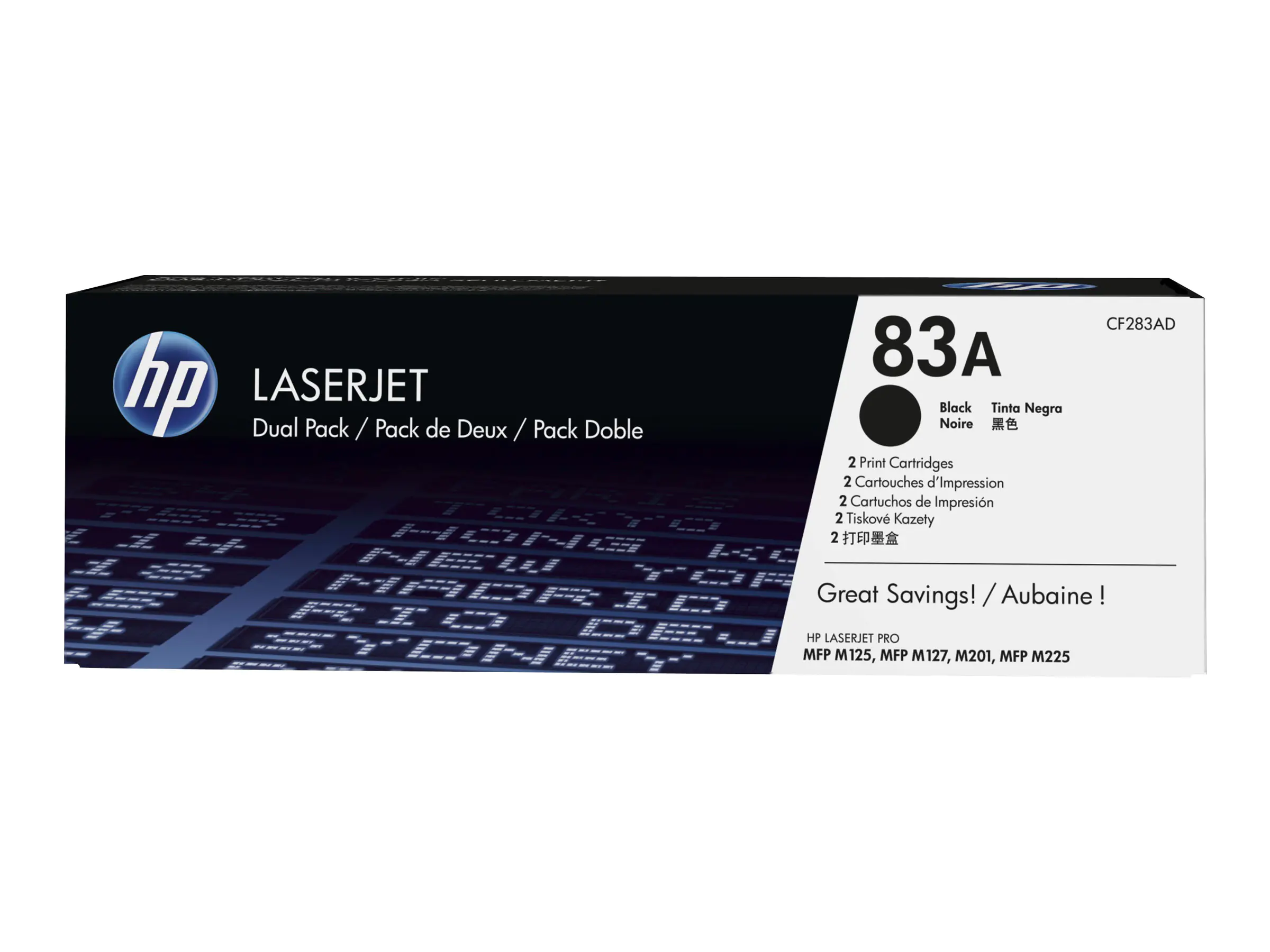 HP 83A - 2er-Pack - Schwarz - original - LaserJet - Tonerpatrone (CF283AD) - für LaserJet Pro M201, M202, MFP M125, MFP M127, MFP M225