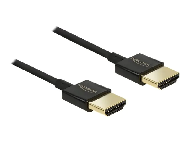 DeLOCK Slim Premium - HDMI mit Ethernetkabel - HDMI (M) bis HDMI (M) - 2 m - Dreifachisolierung - Schwarz - 4K Unterstützung