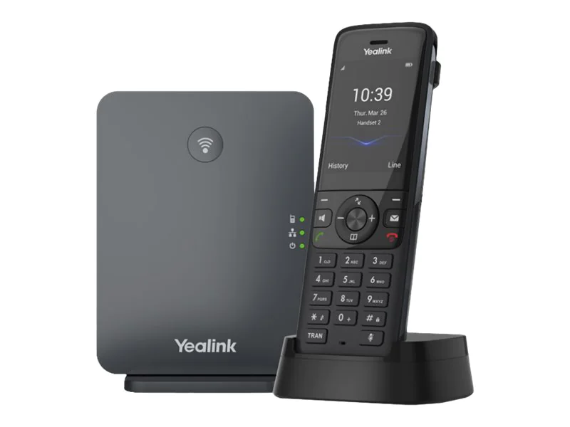 Yealink W78P - Schnurloses VoIP-Telefon - mit Bluetooth-Schnittstelle mit Rufnummernanzeige - 1900 MHz - DECT - dreiweg Anruffunktion - SIP, SIP v2, RTCP-XR, VQ-RTCPXR - 10 Leitungen - Schwarz, Classic Gray