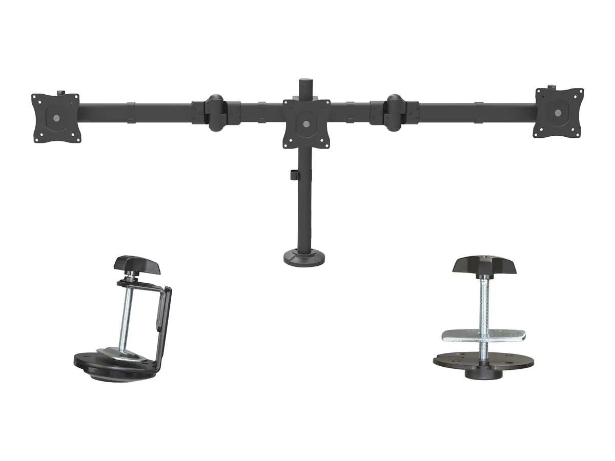 StarTech Dreifach Monitorarm für Surround Setup - Unterstützt 3 monitore bis zu 24" - Werkzeuglose Höhenverstellung - Verstellbarer Arm - für 3 Monitore - massiver Stahl - Bildschirmgröße: 33-61 cm (13"-24") - für P/N: DK30CH2DPPD, USB3DOCKH2DP
