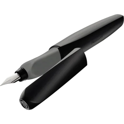 Pelikan Twist P457 Schwarz M + 1GTP FS, Schwarz, Grau, Kartuschenfüllsystem, Schwarz, Rundspitze, Edelstahl, Medium 946806
