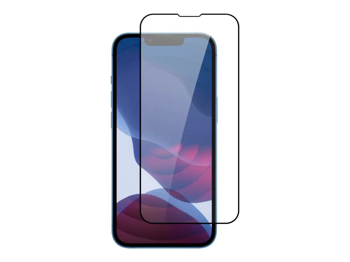 4smarts Second Glass X-Pro - Bildschirmschutz für Handy - durchgehende Abdeckung mit Montagerahmen - Glas - Rahmenfarbe schwarz - für Apple iPhone 13, 13 Pro, 14