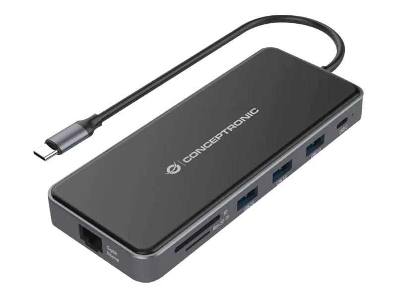 Conceptronic DONN15G - Dockingstation - USB-C 3.2 Gen 1 - VGA, 2 x HDMI - 1GbE