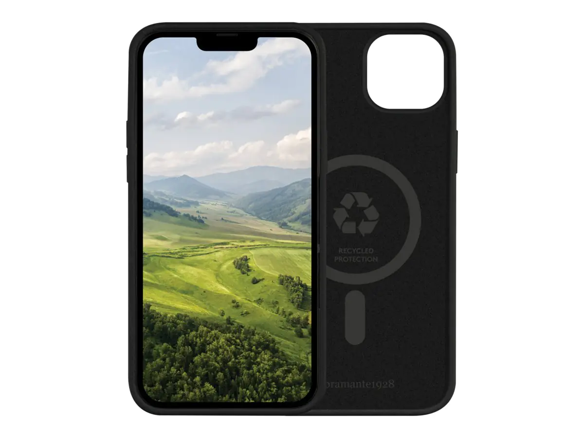 dbramante1928 Monaco - Hintere Abdeckung für Mobiltelefon - kompatibel mit MagSafe - recycelter Kunststoff - Night Black - für Apple iPhone 14 Plus