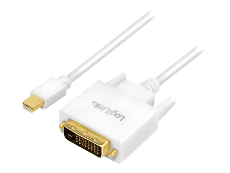 LogiLink - Adapterkabel - Mini DisplayPort (M) eingerastet zu DVI-D (M) - DisplayPort 1.2 - 1.8 m - Daumenschrauben, 1080p-Unterstützung - weiß
