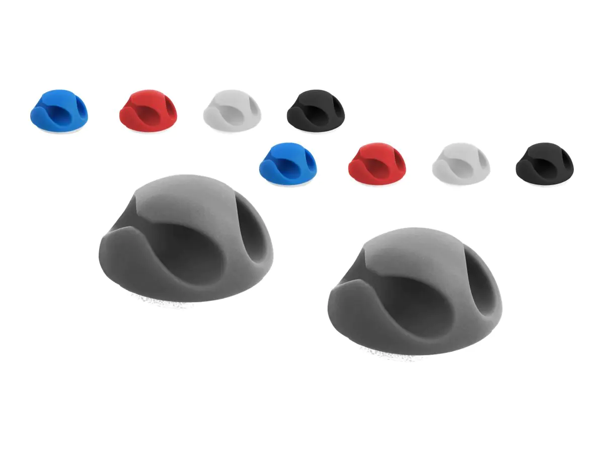 Delock Mini with 2 feed-throughs - Kabelhalter-Kit - Tisch montierbar, Oberfläche montierbar, geeignet für Wandmontage - Grau, Schwarz, weiß, Blau, Rot