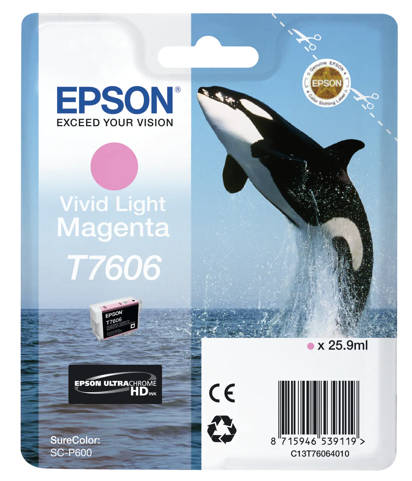 Epson T7606 - 26 ml - Vivid Light Magenta - Original - Blisterverpackung - Tintenpatrone - für SureColor P600, SC-P600