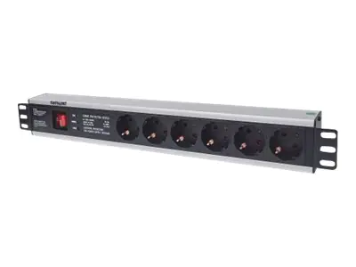 Intellinet 19" 1.5U Rackmount 6-Way Power Strip - German Type", With On/Off Switch and Surge Protection, 3m Power Cord - Steckdosenleiste (Rack - einbaufähig) 713962