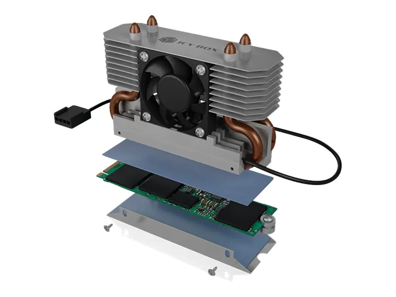 ICY BOX IB-M2HSF-702 - Solid State Drive-Kühler - DC 12 V - Silber