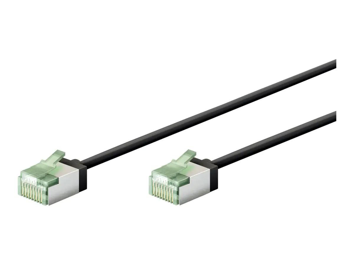 Goobay Ultraflexibles CAT 8.1 Patchkabel slim U/FTP schwarz - extrakurze Stecker 99.9%