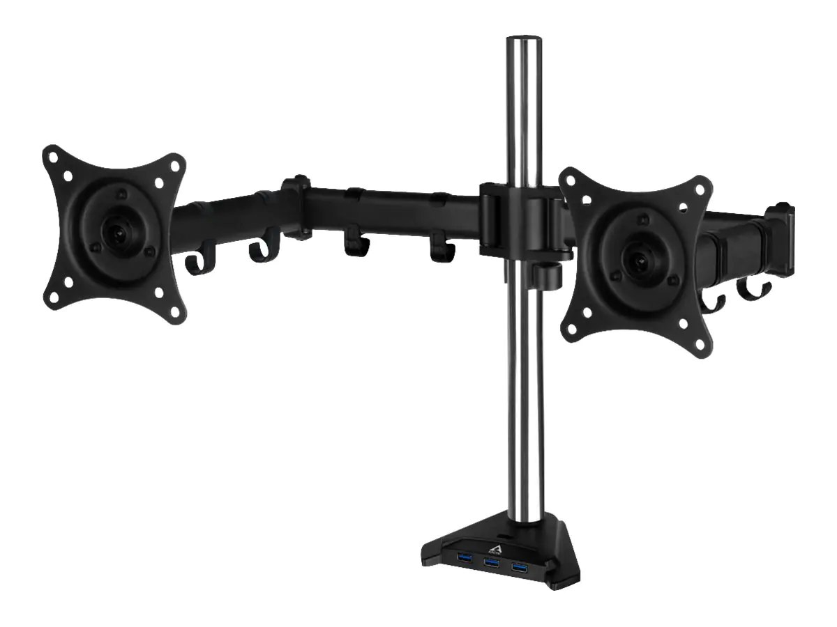 ARCTIC Z2 Pro - Befestigungskit (Tischplattenbohrung, Klammer, Montagearm, Schrauben) - für 2 LCD-Displays - Stahl, flugzeuggeeignetes ADC12-Aluminium - mattschwarz - Bildschirmgröße: bis zu 86,4 cm (bis zu 34 Zoll) - Tischmontage