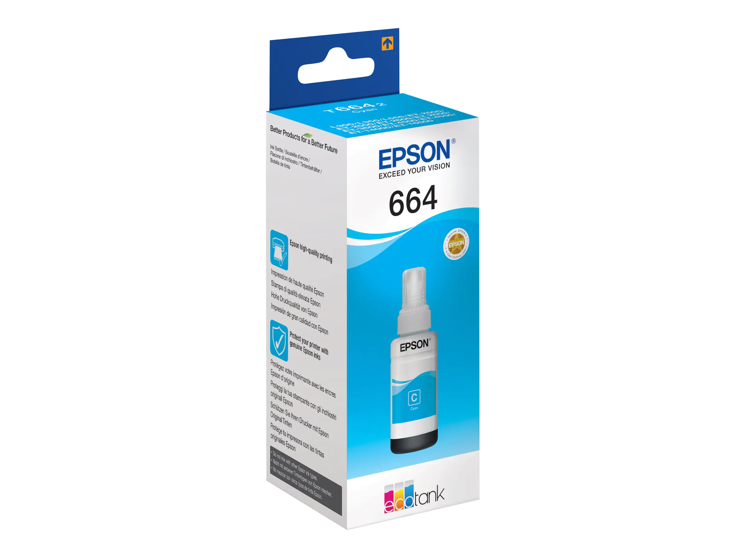 Epson T6642 - 70 ml - Cyan - Original - Nachfülltinte - für EcoTank ET-14000, ET-16500, ET-2500, ET-2550, ET-2600, ET-2650, ET-3600, ET-4500, ET-4550