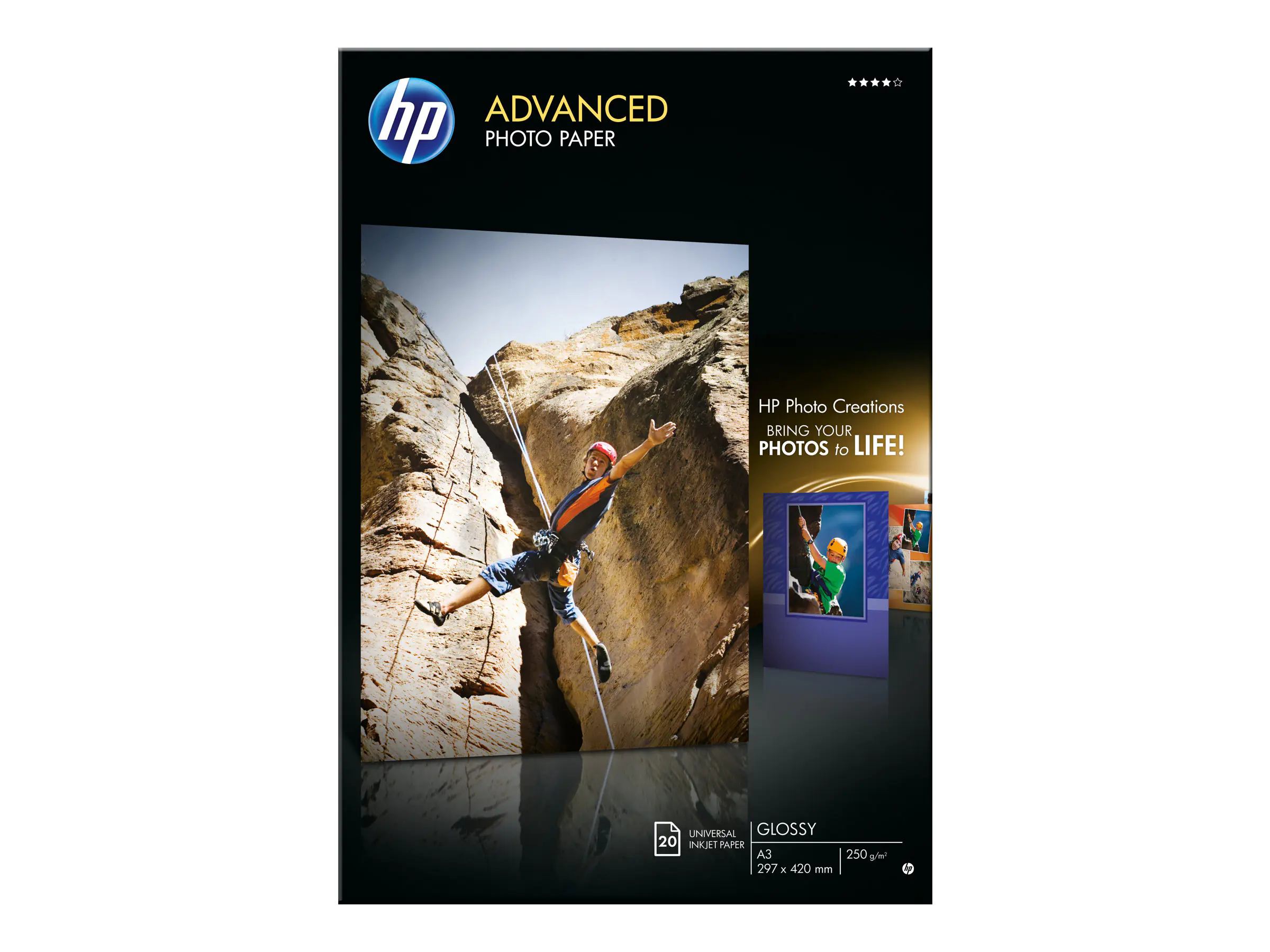HP Fotopapier Q8697A DIN A3 250 g/m² glänzend für Tintenstrahldrucker 20 Blatt