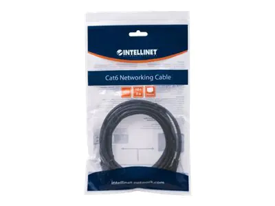 Intellinet Network Patch Cable, Cat6, 0.5m, Black, CCA, U/UTP, PVC, RJ45, Gold Plated Contacts, Snagless, Booted, Lifetime Warranty, Polybag - Patch-Kabel - RJ-45 (M) zu RJ-45 (M) - 45 cm - UTP - CAT 6 - geformt, ohne Haken - Schwarz