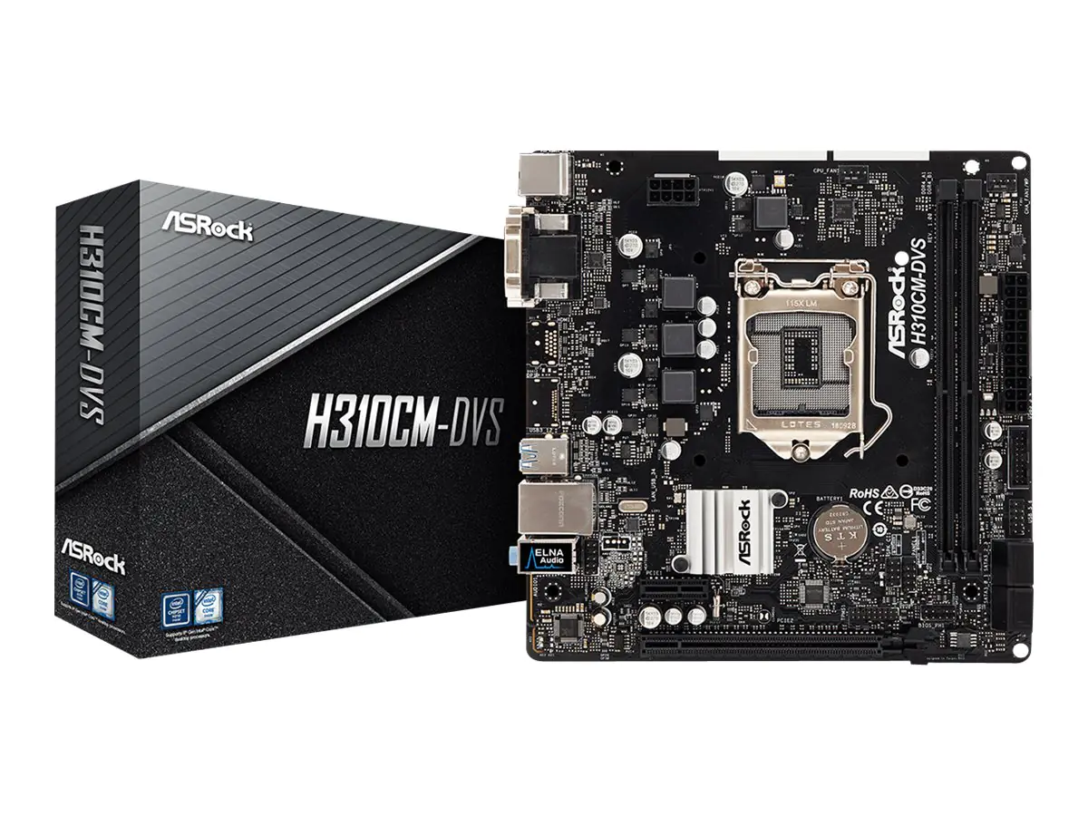 ASRock H310CM-DVS - Motherboard - micro ATX - LGA1151 Socket - H310 Chipsatz - USB 3.1 Gen 1 - Gigabit LAN - Onboard-Grafik (CPU erforderlich) - HD Audio (8-Kanal)