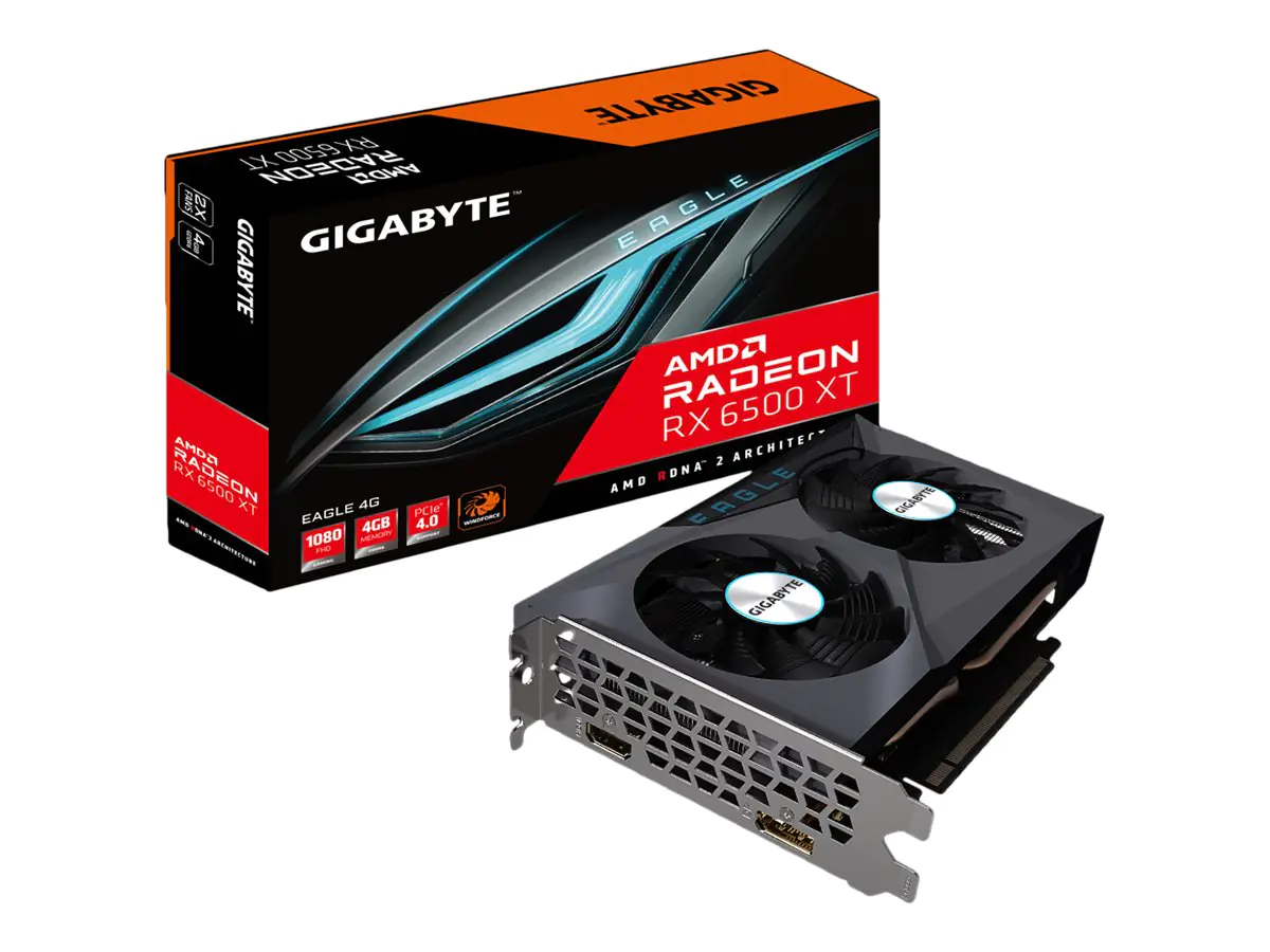 Gigabyte Radeon RX 6500 XT EAGLE 4G - Grafikkarten - Radeon RX 6500 XT - 4 GB GDDR6 - PCIe 4.0 - HDMI, DisplayPort