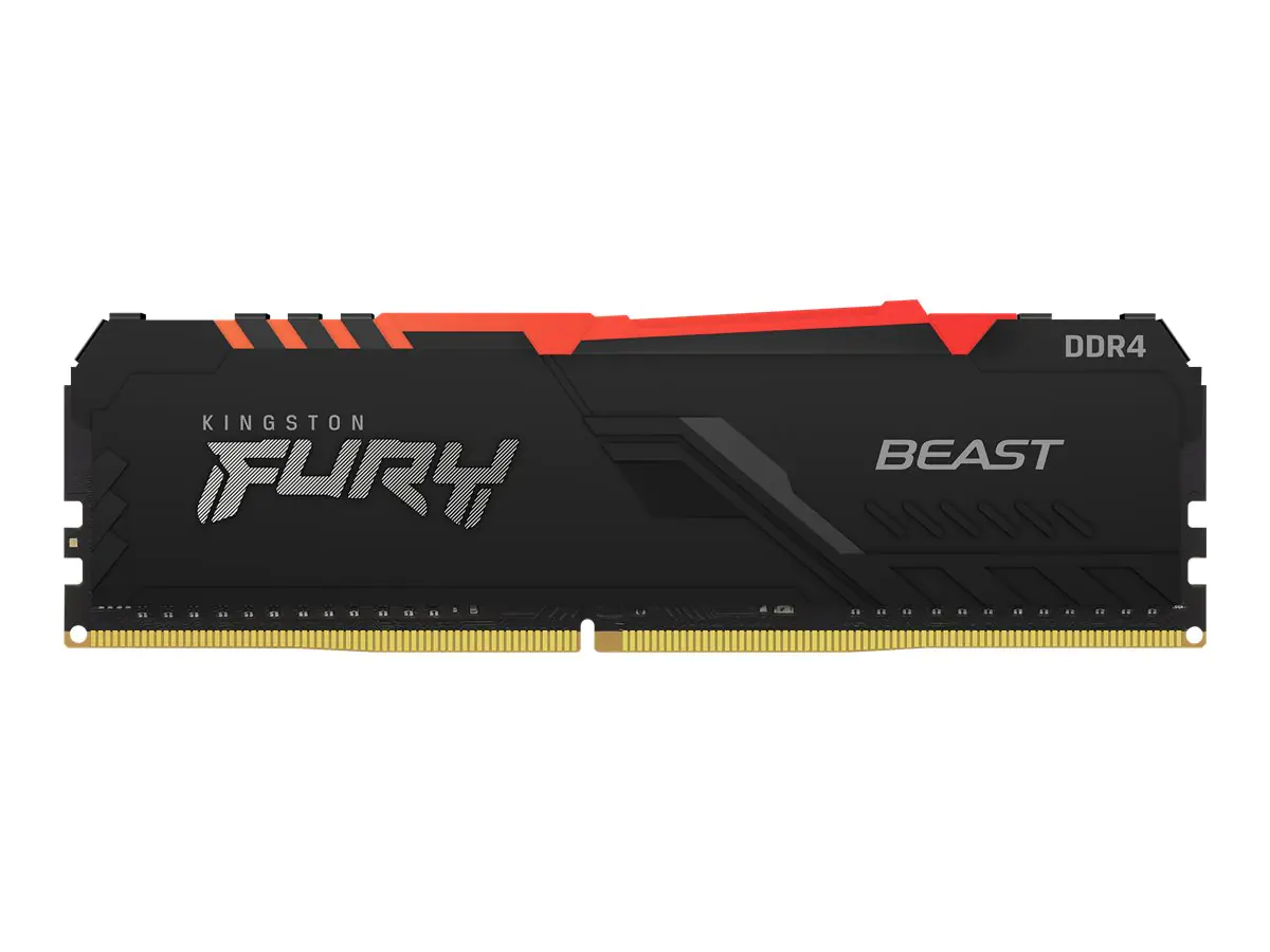 Kingston FURY Beast RGB - DDR4 - Kit - 32 GB: 2 x 16 GB - DIMM 288-PIN - 3600 MHz / PC4-28800 - CL18 - 1.35 V - ungepuffert - non-ECC - Schwarz