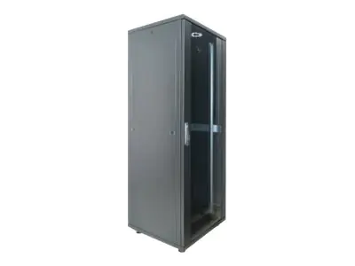 Intellinet Network Cabinet, Free Standing (Basic), 42U, Usable Depth 123 to 573mm/Width 503mm, Black, Flatpack, Max 600kg, Server Rack, IP20 rated, 19", Steel, Single-Point Door Lock, One Lock Per Side Panel, Three Year Warranty - Basic - Schrank Netzwerk