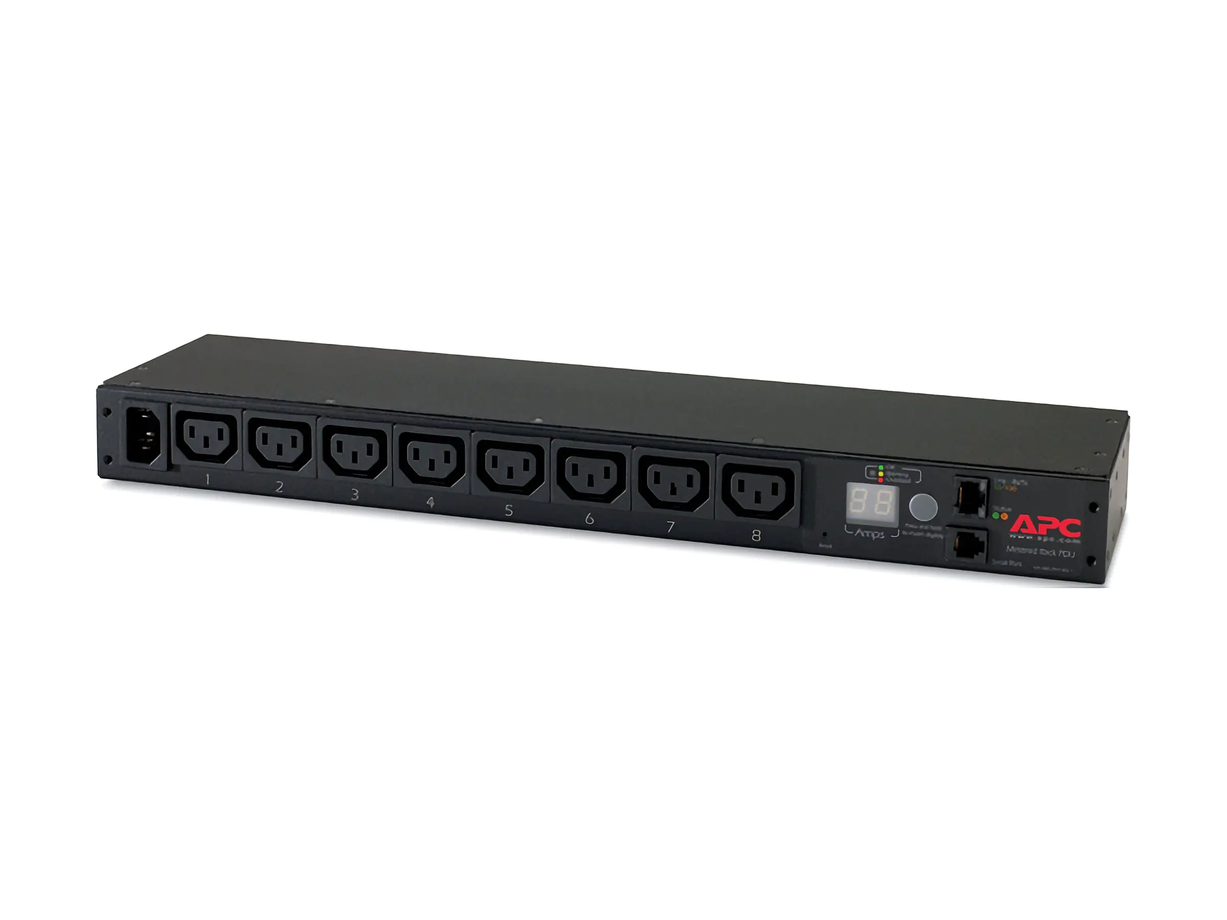 APC Metered Rack PDU AP7820B - Stromverteilungseinheit (Rack - einbaufähig) - Wechselstrom 200/208/230 V - 2300 VA - Ethernet 10/100 - Eingabe, Eingang IEC 60320 C14 - Ausgangsanschlüsse: 8 (IEC 60320 C13) - 1U - 1.98 m - für P/N: AR106VI, SCL400RMJ1