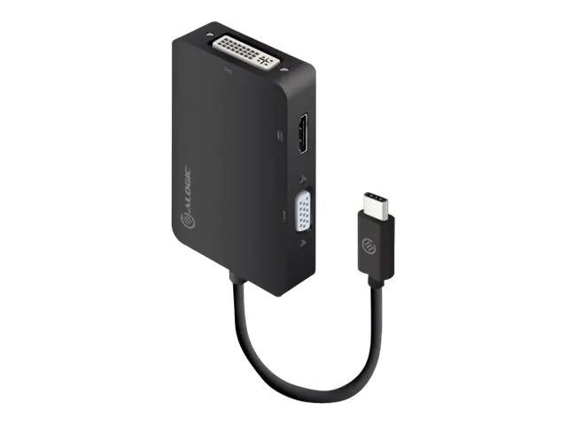 ALOGIC Premium Series - Videoadapter - 24 pin USB-C männlich zu 15 pin D-Sub (DB-15), HDMI, DVI weiblich - Schwarz - 4K Unterstützung