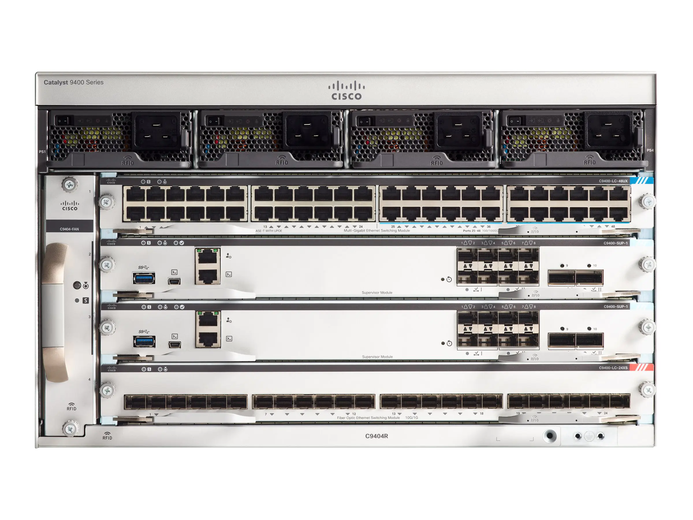Cisco Catalyst 9404R - Switch - Seite-zu-Seite-Luftstrom - an Rack montierbar