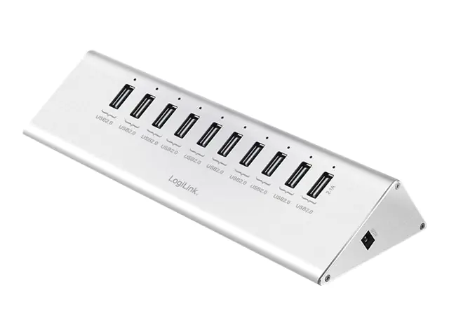 LogiLink USB2.0 10-Port Aluminum Hub - Hub - 10 x USB 2.0 - Desktop