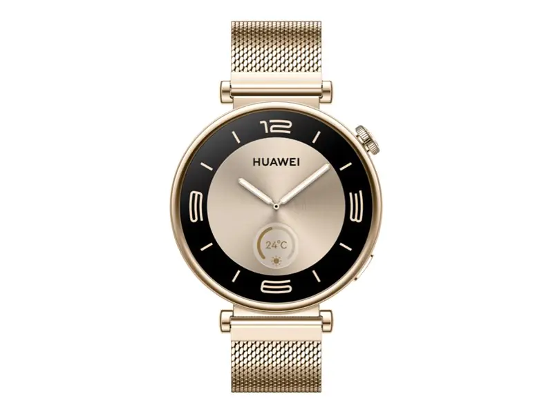Huawei Watch GT 4 - 41 mm - Edelstahl - intelligente Uhr mit Milanese Riemen - Handgelenkgröße: 120-190 mm - Anzeige 3.4 cm (1.32") - NFC, Bluetooth - 37 g - Light Gold