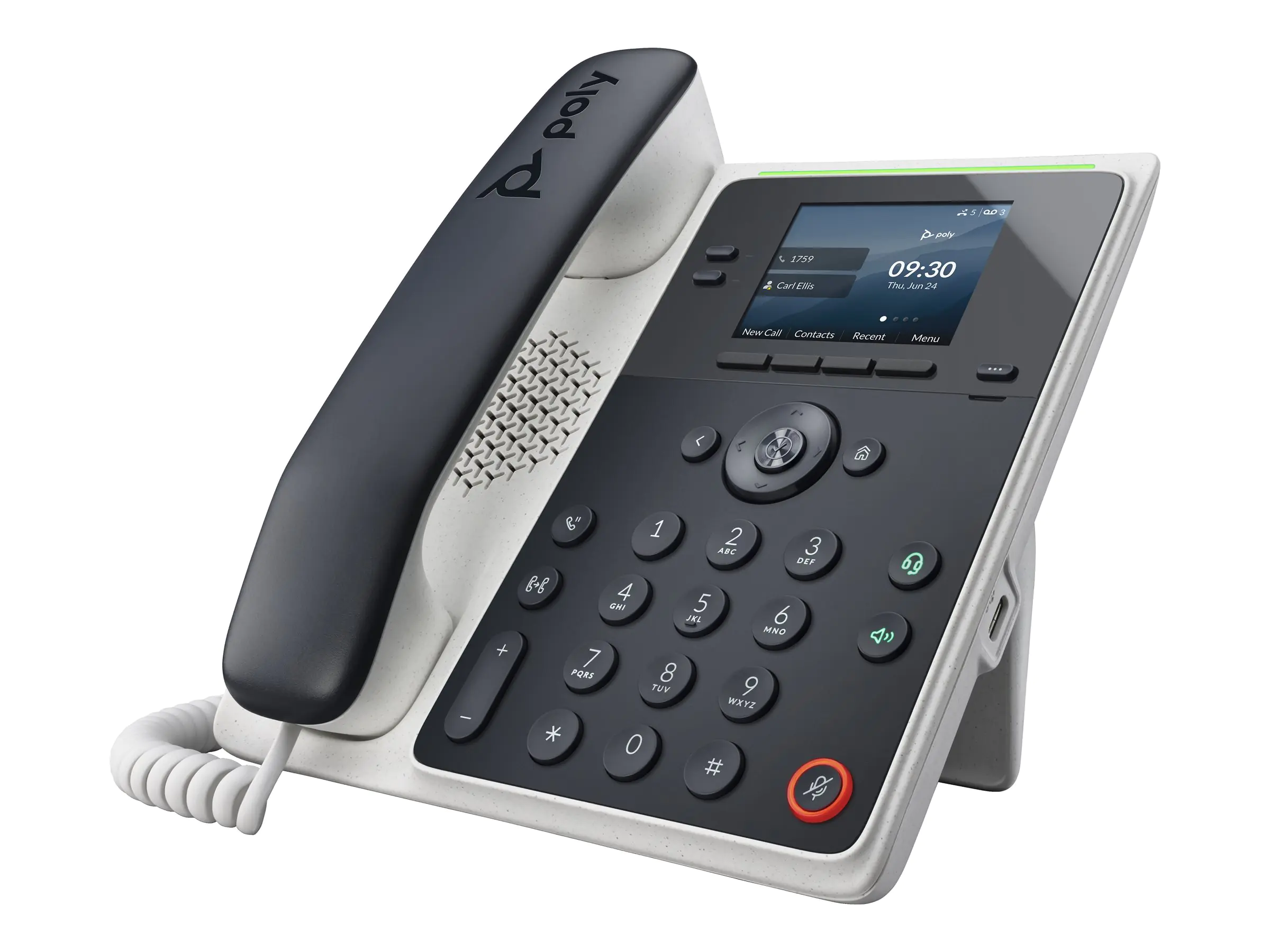 Poly Edge E100 - VoIP-Telefon mit Rufnummernanzeige/Anklopffunktion - dreiweg Anruffunktion - SIP, SDP - Mitternachtsblau, weiß