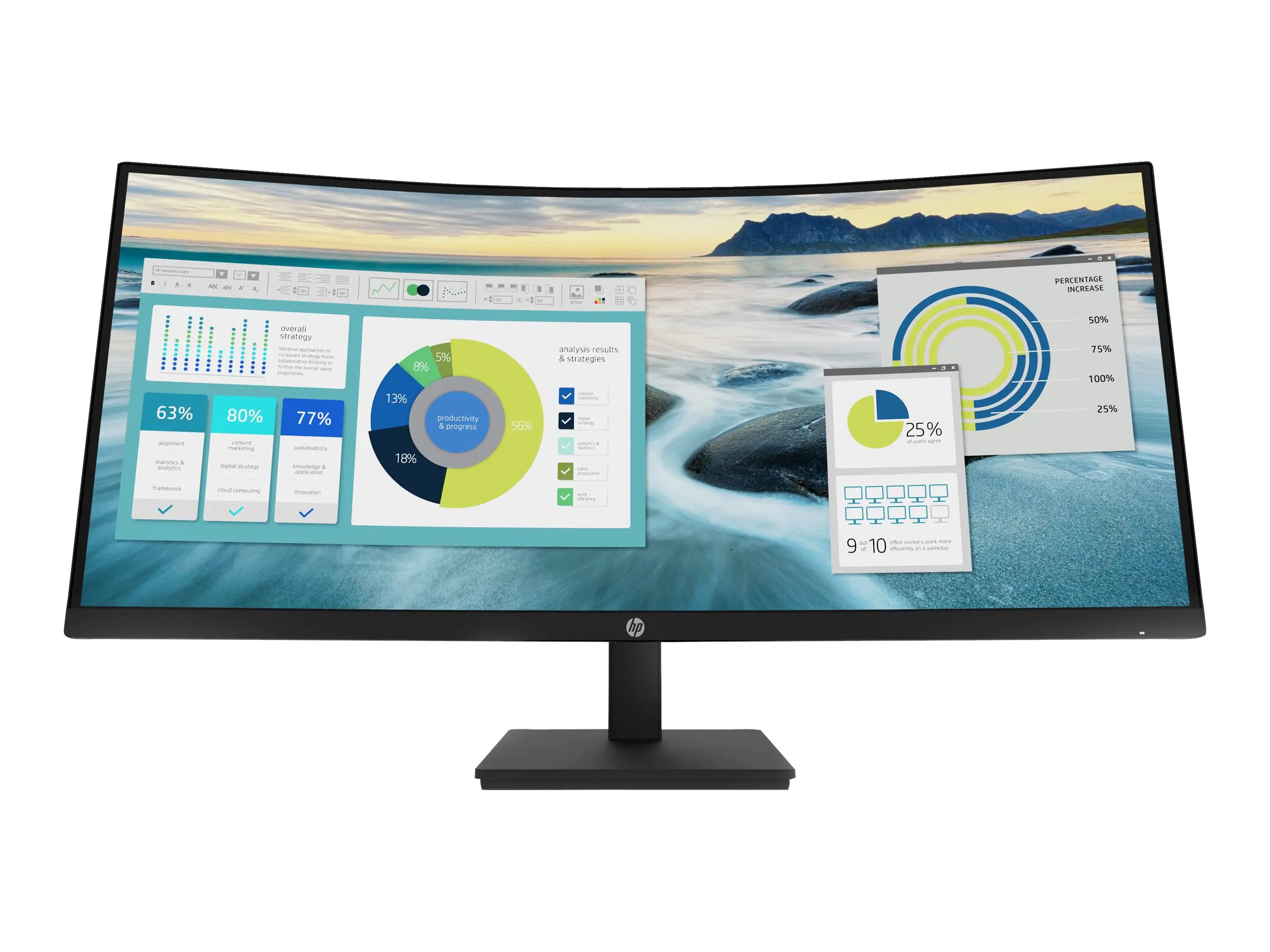 HP P34hc G4 - P-Series - LED-Monitor - gebogen - 86.36 cm (34") - 3440 x 1440 WQHD @ 60 Hz - VA - 250 cd/m² - 3500:1 - 5 ms - HDMI, DisplayPort, USB-C - Lautsprecher - Schwarz - mit HP 5 Jahre Vor-Ort-Hardware-Support am nächsten Werktag für Standard-Moni