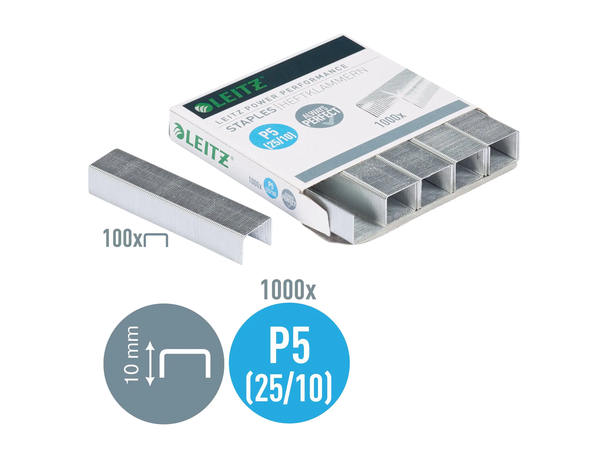 Esselte Leitz Heftklammern - 25/10 - Verzinkter Stahl 55740000