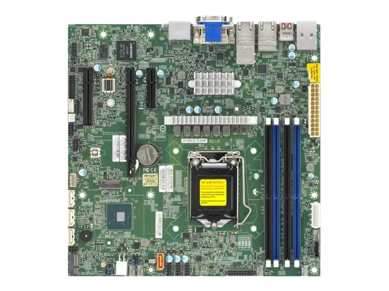 SUPERMICRO X12SCZ-TLN4F - Motherboard - micro ATX - LGA1200-Sockel - W480 Chipsatz - USB 3.2 Gen 2 - 2 x 10 Gigabit LAN, 2 x Gigabit LAN - Onboard-Grafik - HD Audio