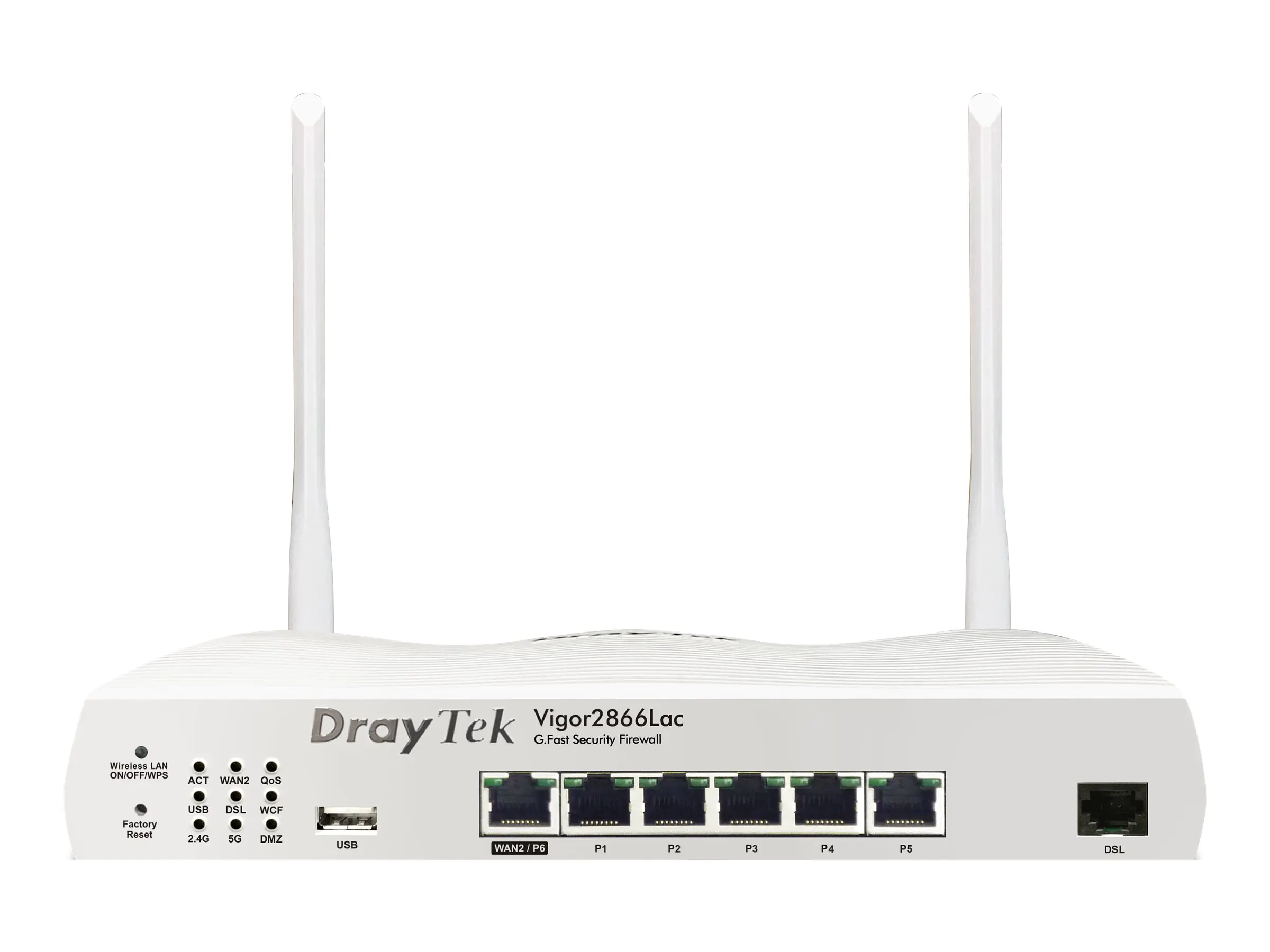 Draytek Vigor 2866Lac - Wireless Router - DSL/WWAN 5-Port-Switch - 1GbE, PPP - WAN-Ports: 2 - Wi-Fi 5 - Dual-Band - wandmontierbar