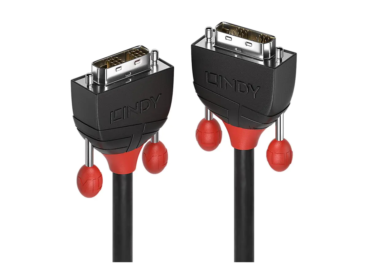 Lindy Black Line - DVI-Kabel - Single Link - DVI-D (M) zu DVI-D (M) - 1 m - rund, Daumenschrauben, 1080p-Unterstützung - Schwarz