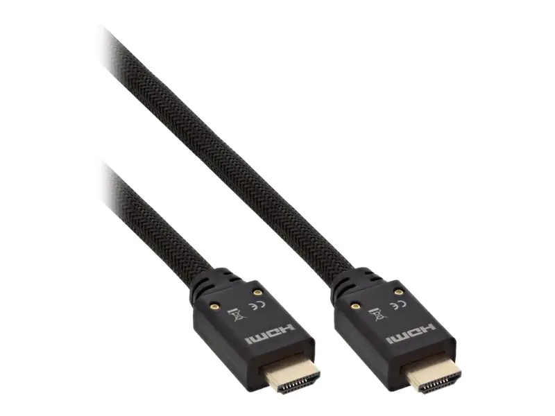 InLine High Speed - HDMI-Kabel mit Ethernet - HDMI männlich zu HDMI männlich - 10 m - dreifach abgeschirmtes Twisted-Pair-Kabel - Schwarz - geformt, 4K Unterstützung, aktiv