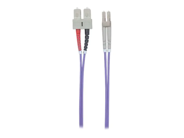 Intellinet Fibre Optic Patch Cable, OM4, LC/SC, 3m, Violet, Duplex, Multimode, 50/125 Âµm, LSZH, Fiber, Lifetime Warranty, Polybag - Patch-Kabel - SC multi-mode (M) bis LC Multi-Mode (M) - 3 m - Glasfaser - Duplex - 50/125 Mikrometer - OM4 - halogenfrei -
