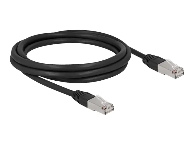 Delock - Patch-Kabel - RJ-45 (M) zu RJ-45 (M) - 2 m - 7 mm - S/FTP - CAT 6a - halogenfrei, im Freien - Schwarz