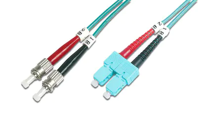 DIGITUS - Patch-Kabel - ST multi-mode (M) bis SC multi-mode (M) - 2 m - Glasfaser - Duplex - 50/125 Mikrometer - OM3 - Türkis