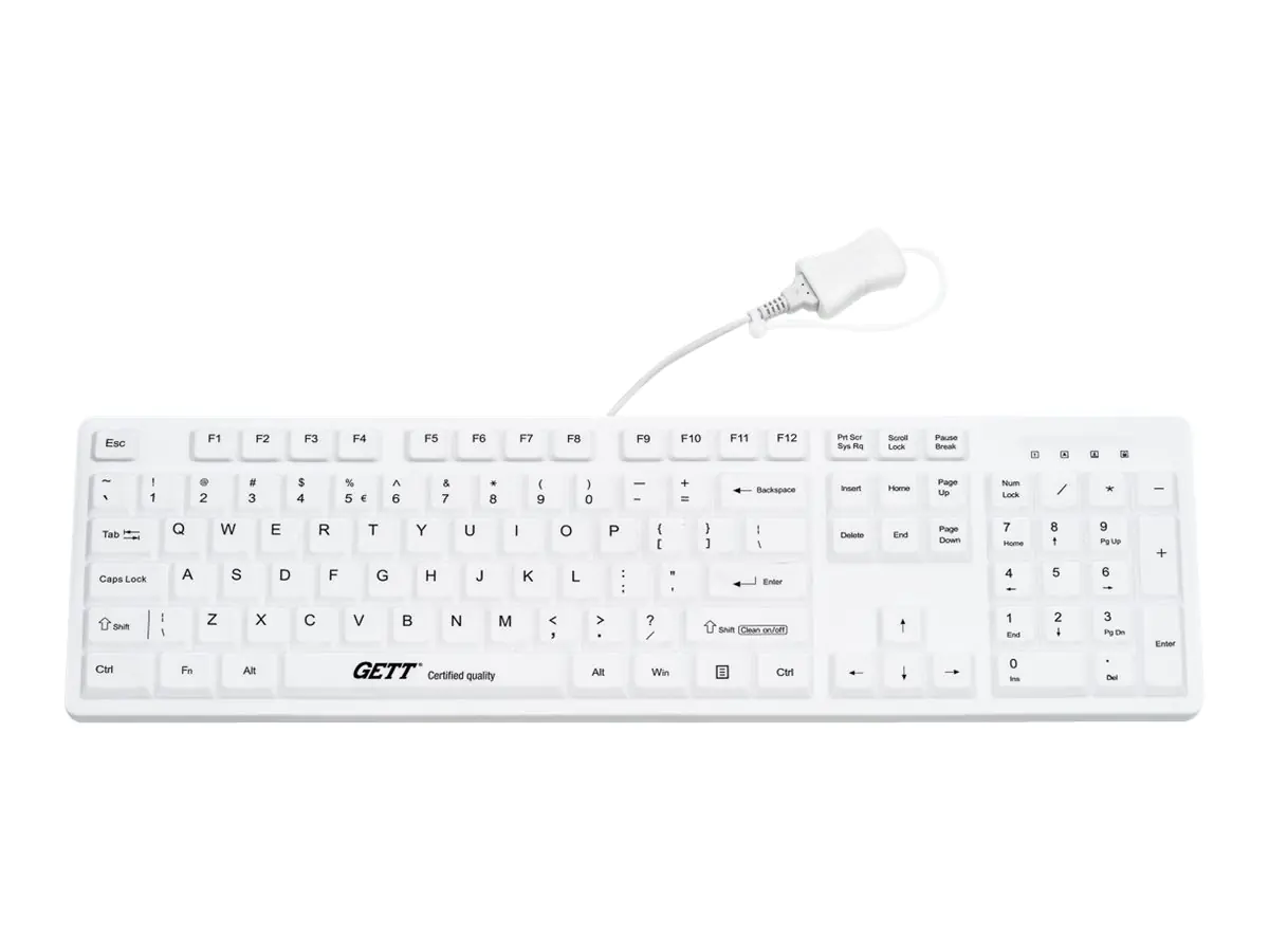 CleanType Easy Protect TKG-105-GCQ-IP68-KGEH-WHITE-USB-US - Tastatur - USB - USA - weiß