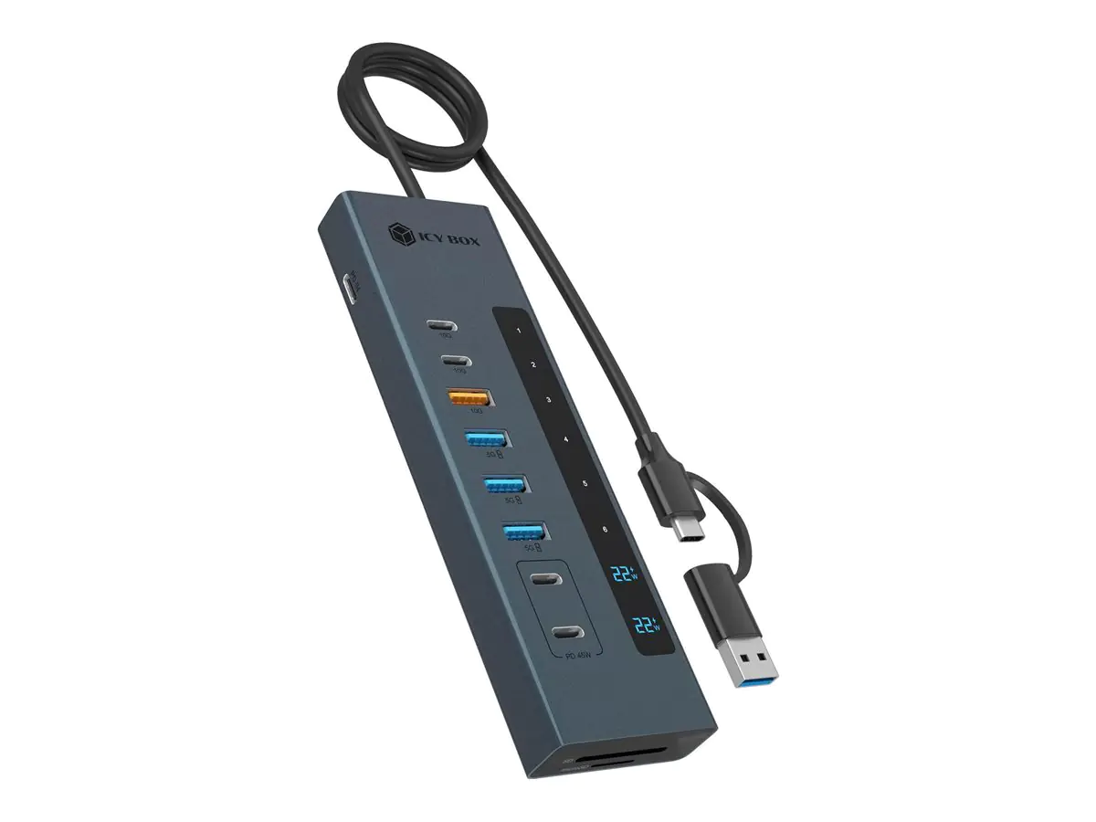 ICY BOX USB3.2 Gen2 Hub PD m. Kartenleser USB3.2 Gen2.10Gbit/s