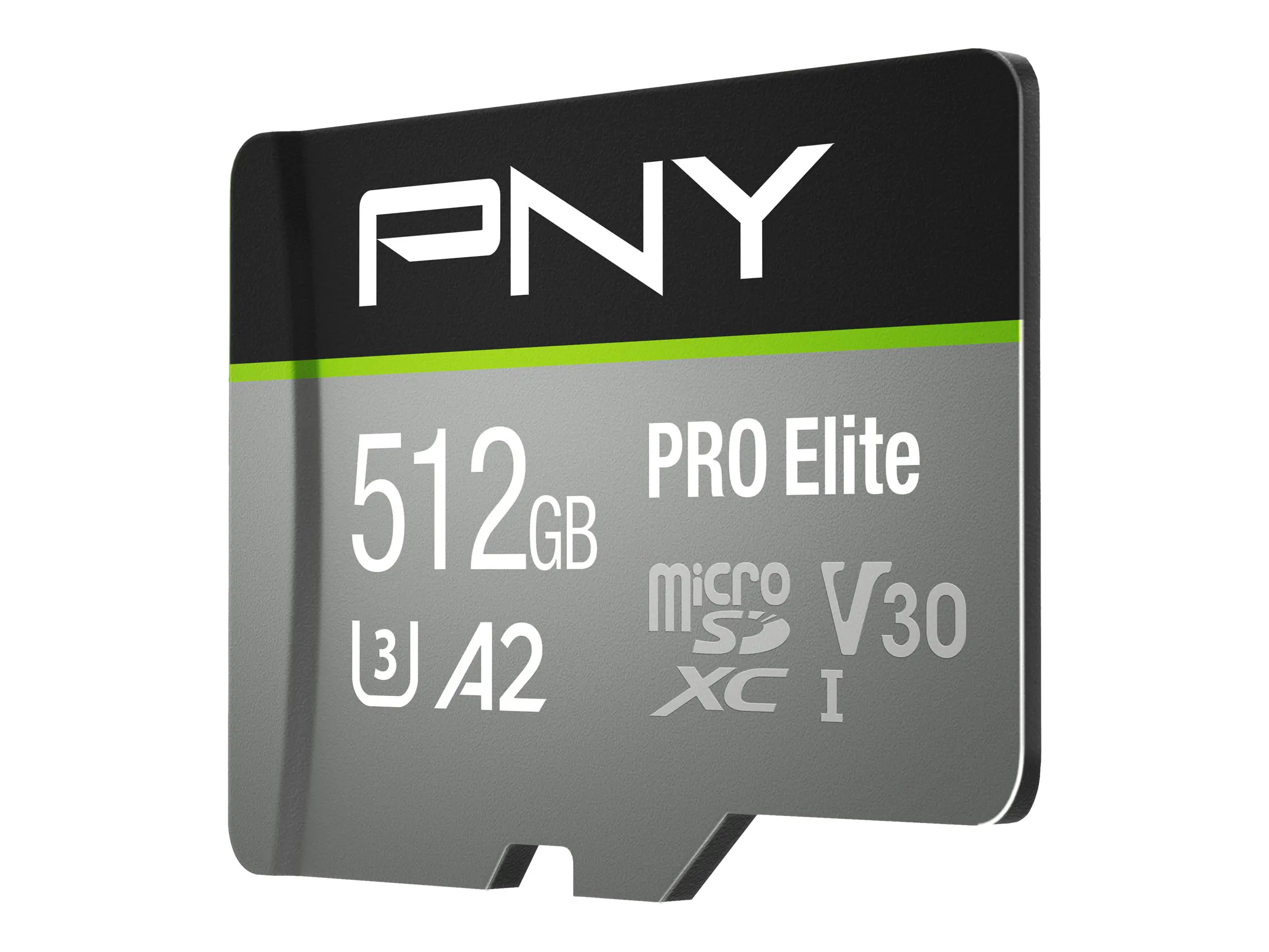 PNY PRO Elite - Flash-Speicherkarte (microSDXC-an-SD-Adapter inbegriffen) - 512 GB - A2 / Video Class V30 / UHS-I U3 / Class10 - microSDXC UHS-I