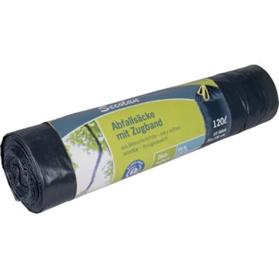 Secolan Müllsack 70 x 100+5 cm (B x H) 35µm 120l Polyethylen, 100 % recycelt schwarz 10 St./Pack.