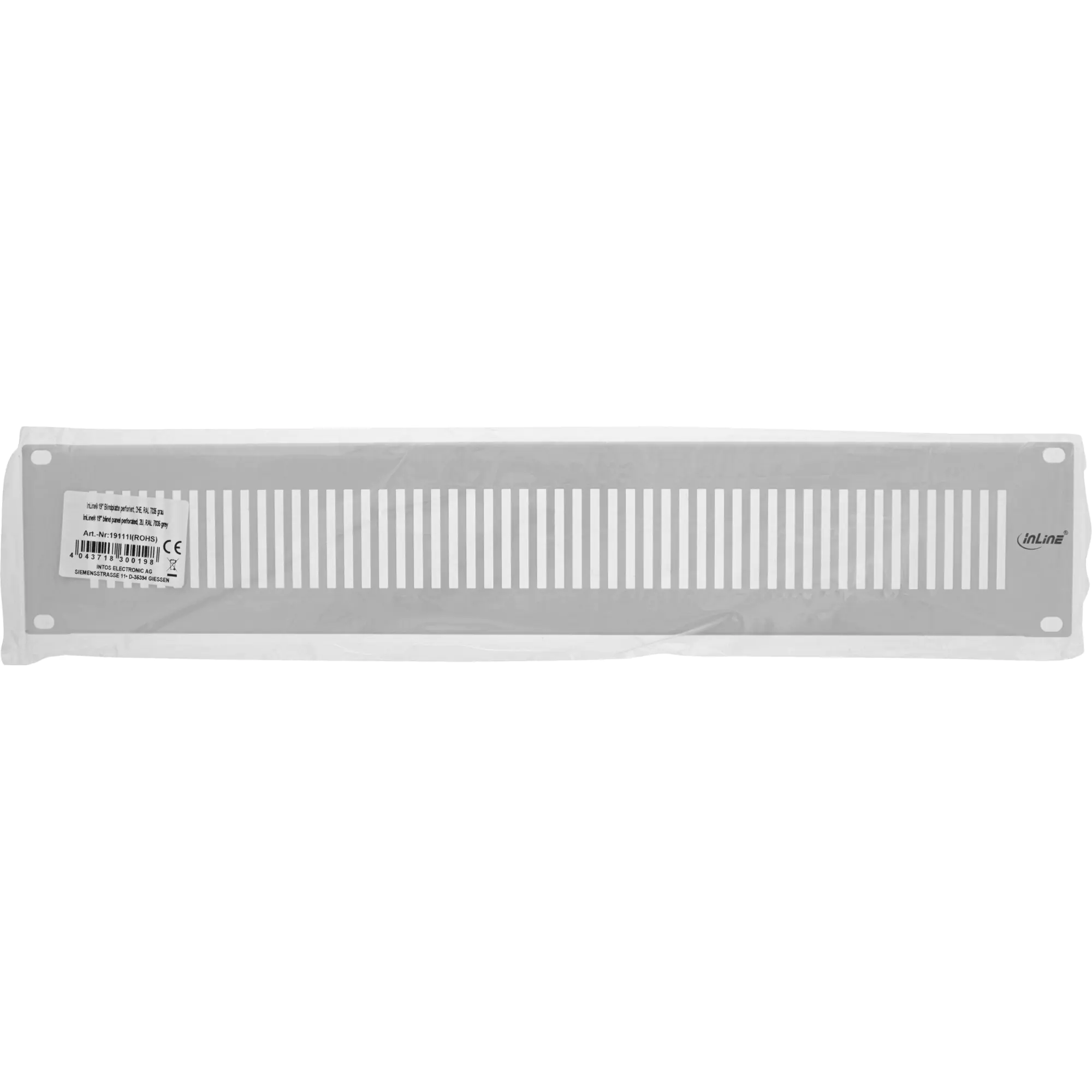 InLine 19" Blindplatte perforiert - 1 HE - RAL 7035 grau 19111G