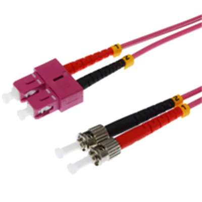 Helos - Patch-Kabel - ST multi-mode (M) zu SC multi-mode (M) - 10 m - Glasfaser - Duplex - 50/125 Mikrometer - OM4 - Erikaviolett