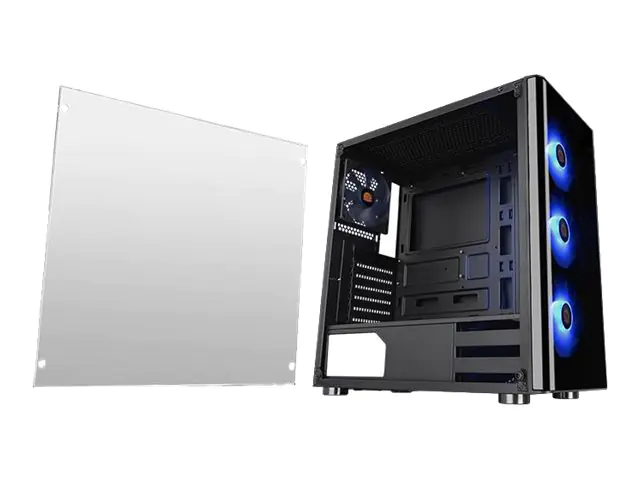 Thermaltake V Series V200 TG RGB - Tempered Glass RGB Edition - Tower - ATX - Seitenteil mit Fenster (gehärtetes Glas) - keine Spannungsversorgung (PS/2) - Schwarz - USB/Audio