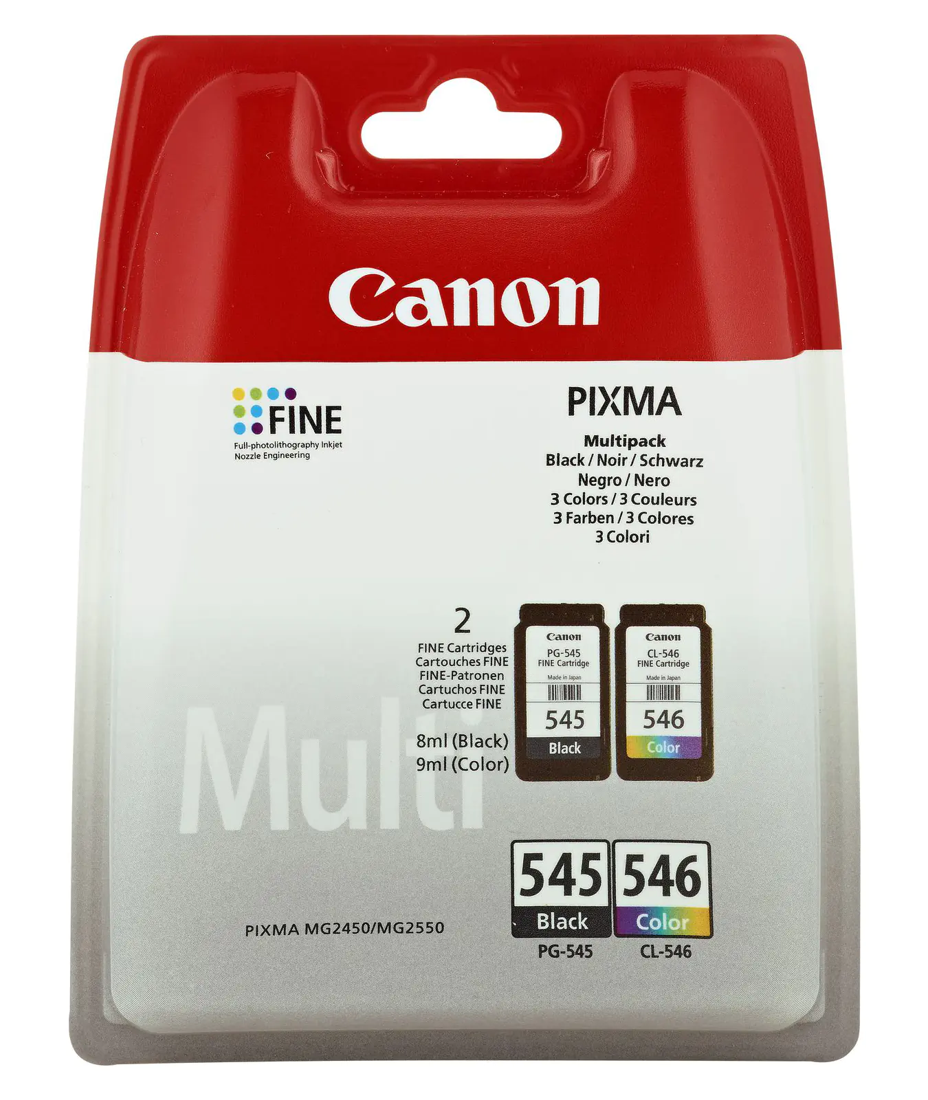 Canon PG-545 / CL-546 Multipack - 2er-Pack - 8 ml - Schwarz, Farbe (Cyan, Magenta, Gelb) - original - Tintenpatrone - für PIXMA TR4551, TR4650, TR4651, TS3350, TS3351, TS3352, TS3355, TS3450, TS3451, TS3452