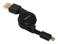 LogiLink - USB-Kabel - USB (M) zu Micro-USB Typ B (M) - 75 cm - einziehbar - Schwarz