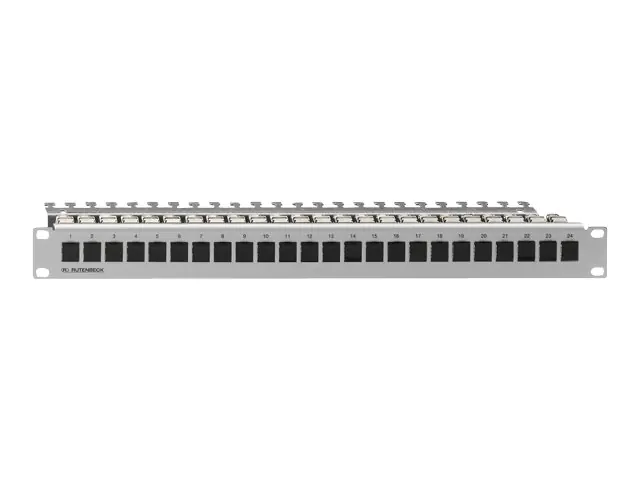 Rutenbeck Patch Panel - Rack montierbar - CAT 6a - STP - RJ-45 X 24 - Hellgrau, RAL 7035 - 1U -