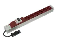Schroff - Steckdosenleiste (Rack - einbaufähig) - Eingabe, Eingang GST18 - Ausgangsanschlüsse: 6 (French / UTE) - 1U - 48.3 cm (19") - 10 cm Schnur - Rot, RAL 7035