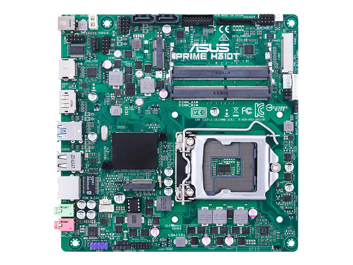 Asus PRIME H310T/CSM - Motherboard - Thin mini ITX - LGA1151 Socket - H310 - USB 3.1 Gen 1 - Gigabit LAN - Onboard-Grafik (CPU erforderlich)